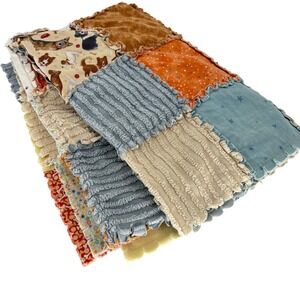 Handmade Patchwork Rag Quilt Baby Blanket Dogs Stars Sunbonnet Sue 47 x 36